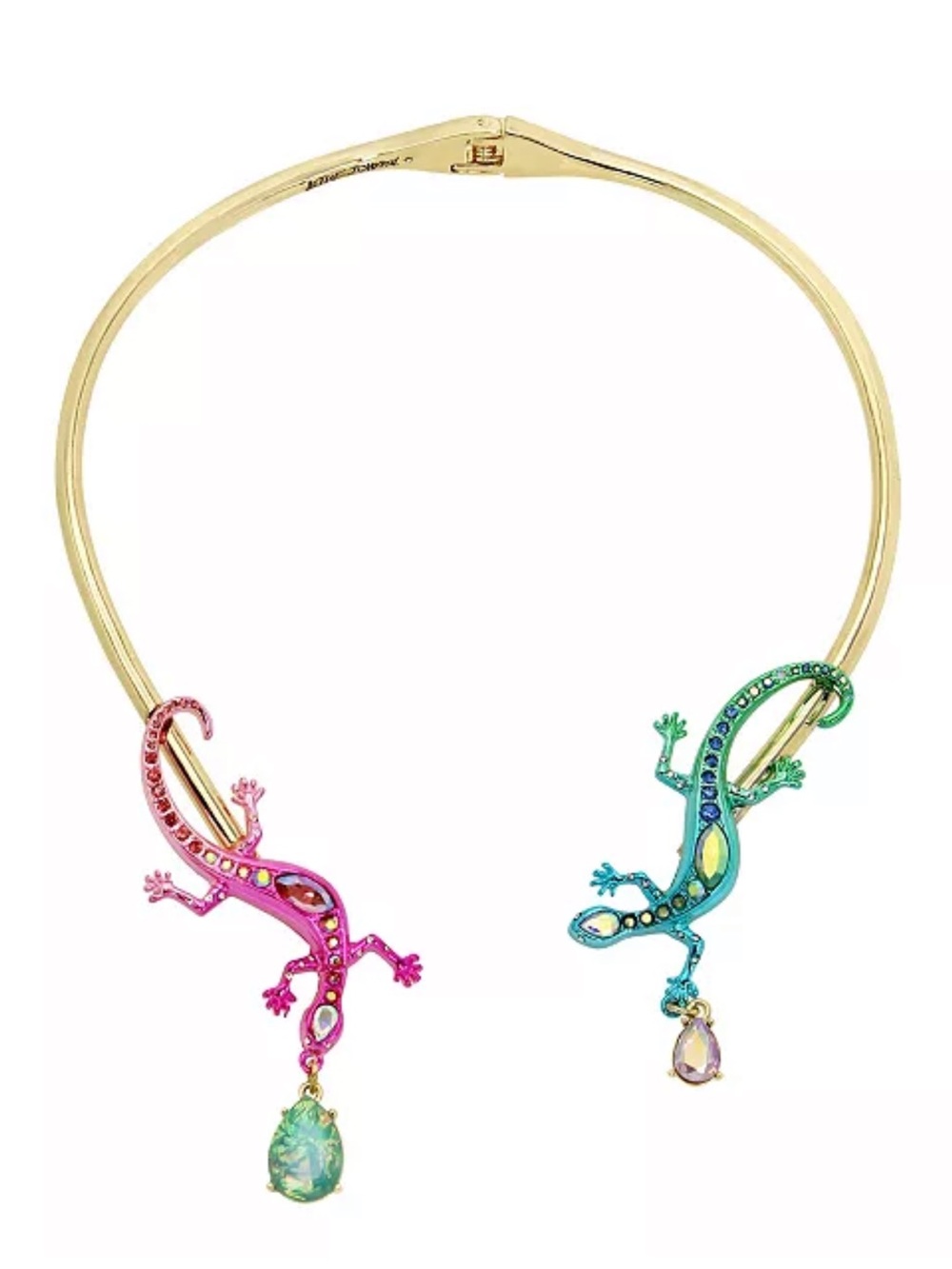 🦎NWT Retired Betsey Johnson🦎 Pink fuchsia teal gecko  Statement choker Necklace